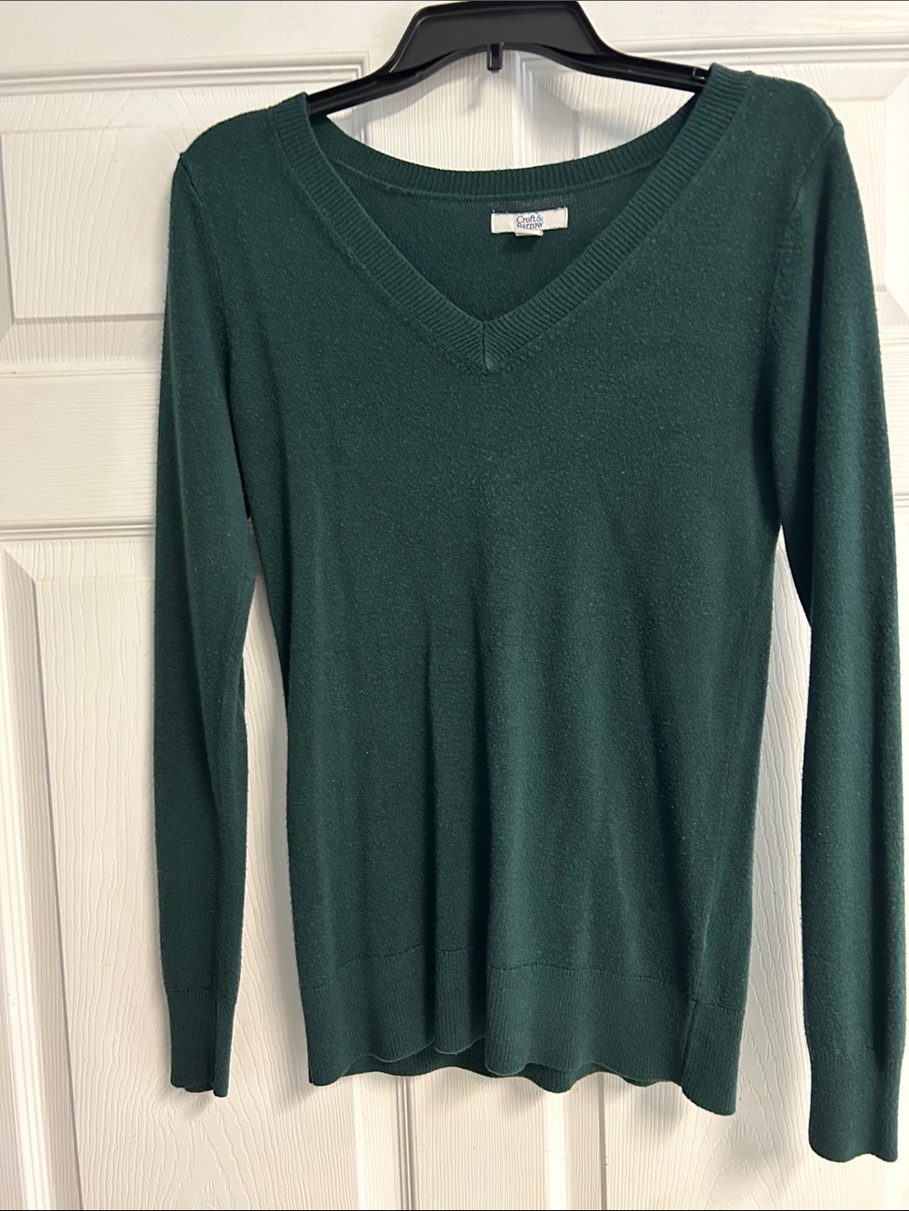 croft & barrow Dark Green V-Neck Sweater for Women
